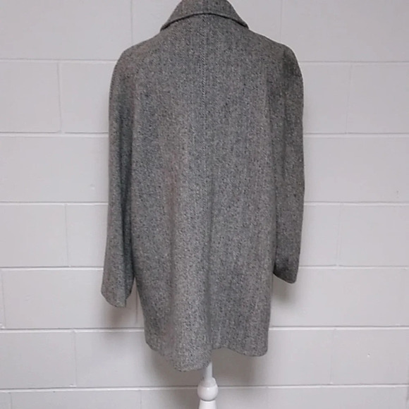 HERMAN KAY VINTAGE HERRING BONE WOOL PEA COAT - Picture 4 of 8